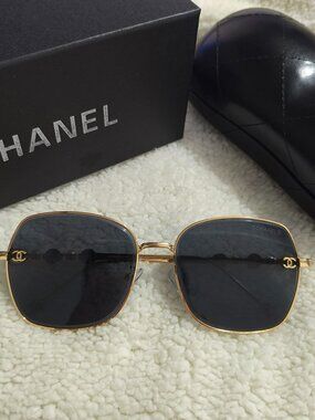 Chanel Pearl Metal Frame Sunglasses